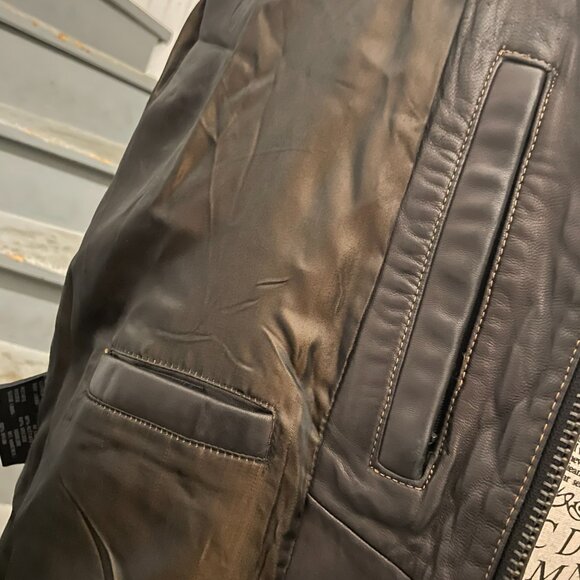 Andrew Marc Dark Brown Leather Jacket Men’s Size L (Good Condition) - Picture 6 of 15